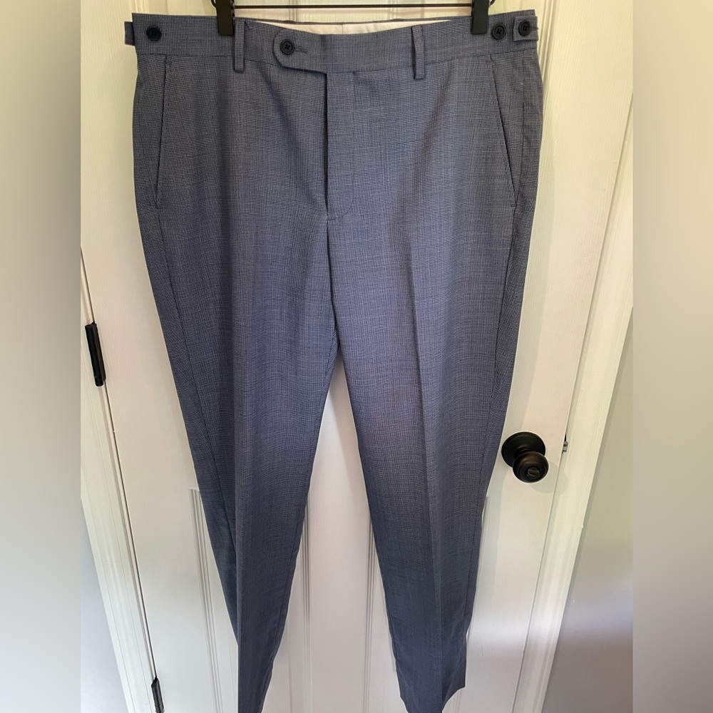 Saks Fifth Ave Dress Pants, size 35, Blue Houndstooth, 100% wool